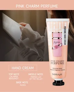 Κρέμα χεριών Bosuya Pink Charm με αρωματικές νότες περγαμόντου και φρέζιας, ενυδατική.