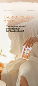 Spray profumo portatile Bosuya tenuto da una modella in una luce calda e soffusa