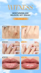 Confronto prima e dopo degli effetti della crema per le mani e della maschera labbra