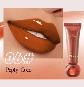 Detailed view of moisturizing jelly lip gloss in shade 06 Pepty Coco with high shine