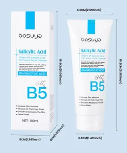 Vitamin B5 Salicylic Acid facial cleanser with 100ml tube and box dimensions
