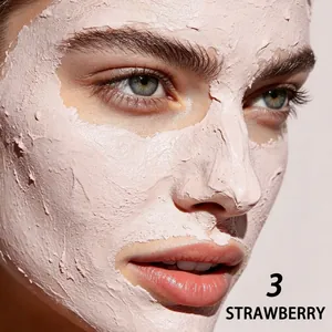 Close-up of strawberry clay mask texture applied on face for deep cleaning
