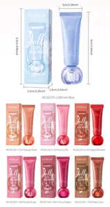 Detailed size guide and multiple shades of high-shine moisturizing jelly lip gloss