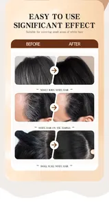 Before and after comparison of hair dye stick covering white hair on temples