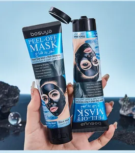 Detail of two Bosuya peel-off mask tubes with dead sea mud for blackhead removal