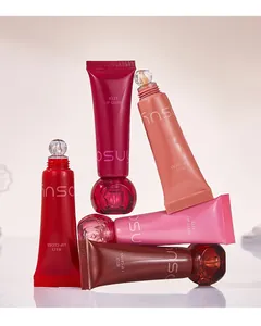 Collection of colorful jelly lip gloss tubes with a shiny, moisturizing finish.
