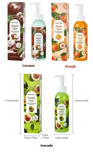 Bosuya fruit exfoliating cream in coconut orange and avocado flavors with sizes
