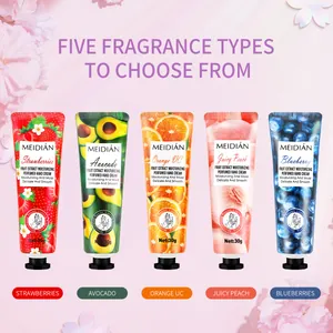 MEIDIAN Fruit Fragrance Hand Cream 5-Pack Set for Deep Moisturizing and Hydrating Skin