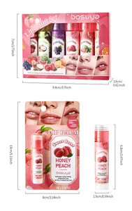 Bosuya moisturizing fruit scented lip balm set with detailed size dimensions