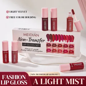 MEIDIAN 10 Pieces Matte Lip Glaze Set Dreamy Non-stick Cup Liquid Lipstick Waterproof Long Lasting Lip Gloss Kit For Women