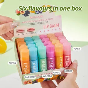 Bosuya lip balm box set of 24 moisturizing sticks featuring six assorted fruit flavors