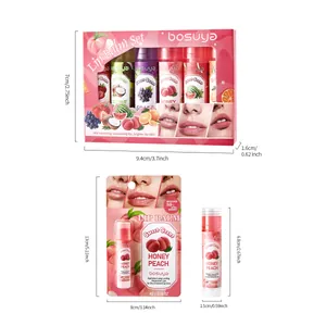 Bosuya 6pcs fruit scented moisturizing lip balm set with detailed product dimensions