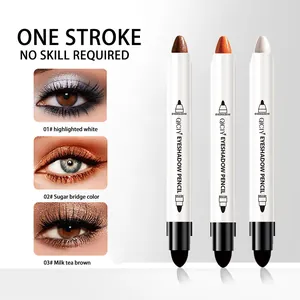 QICIY Doppelender Schimmer Lidschatten Stift Wasserfest Langanhaltend Glitter Lidschatten Stift Mit Wischschwamm Bürste Damen Makeup