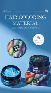Detail view of FORMBO blue hair clay with vibrant packaging and containers