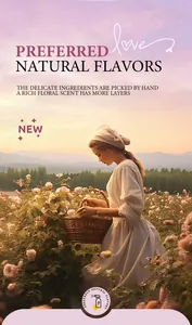 Atmospheric view of a woman picking fresh roses for natural floral hair perfume