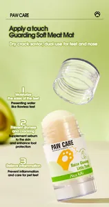 Close-up of pet paw care balm showing creamy texture and moisturizing features for cats and dogs