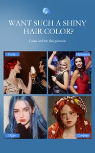 Collage of models showing temporary hair color results for party, daily and cosplay