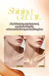Détail macro d'huile gel corporelle brillante montrant l'effet éclat avant et après