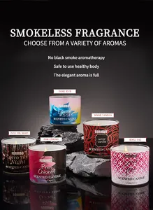Selezione premium di candele profumate FORMBO senza fumo su pietre nere decorative