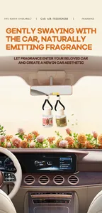 Pendentif désodorisant voiture FORMBO affiché dans un intérieur de voiture luxueux.