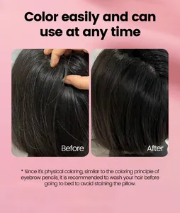 Vorher-Nachher-Vergleich der Wirkung eines Einweg-Haarfärbesticks für graues Haar