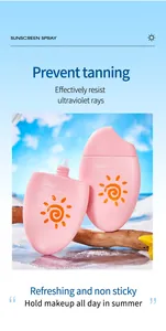 Vue détaillée de la crème solaire rose FORMBO avec SPF 50 PA+++ sur thème de plage