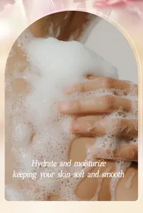 Close-up of rich creamy shower gel foam on skin for deep hydration and smoothness