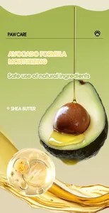 Macro view of avocado and oils for moisturizing pet paw balm with natural ingredients