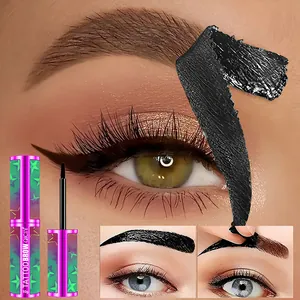 Detailed view showing the application and peeling process of QICIY eyebrow tint.