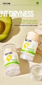 Close-up of pet paw care balm sticks showing creamy texture and avocado ingredients