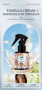 Detailed infographic of FORMBO Vanilla Cream hair perfume spray with scent notes