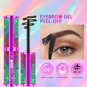 Waterproof peel-off tattoo eyebrow gel with applicator for 24h long wear