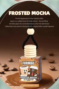 Détail du désodorisant de voiture FORMBO Frosted Mocha avec description d'arôme