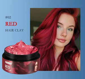 Detailed view of #02 red hair clay with textured product and vibrant hair results