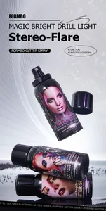 Detailansicht von FORMBO Körper-Glitzerspray in den Farben Lila, Silber und Gold