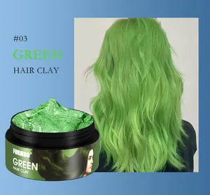Macro view of FORMBO green hair clay texture with vibrant green hair styling effect.