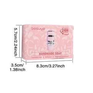 Scatola di sapone artigianale Bosuya rosa con dimensioni del prodotto 8,3x5,7x3,5cm