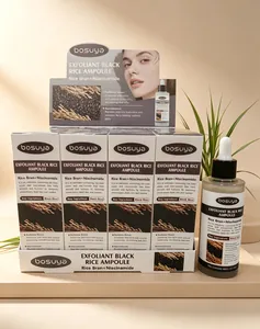 Set de esencia ampolla de arroz negro exfoliante Bosuya en bandeja de exhibición