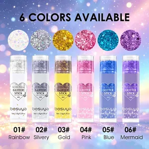Set de 6 barras de purpurina facial Bosuya con formas de estrellas brillantes