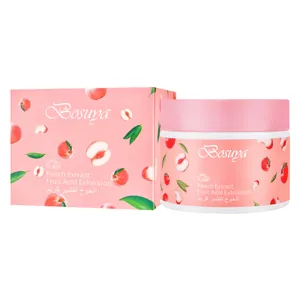 Exfoliante corporal Bosuya con extracto de melocotón y ácido frutal hidratante.