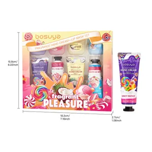 Set regalo completo 8 pezzi crema mani e maschera labbra bosuya con dimensioni esatte