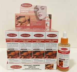 Bosuya suero ampolla de cúrcuma exfoliante en caja expositora con frasco de 80 ml.