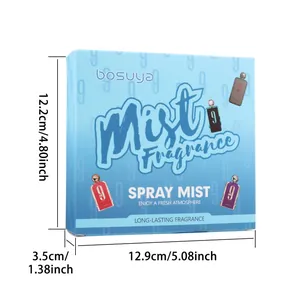 Bosuya 4-piece long-lasting spray mist perfume gift set with dimensions 12.9x12.2x3.5cm