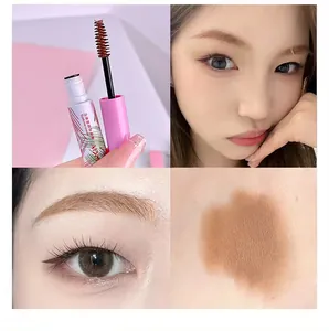 Detailed view of ADMD waterproof eyebrow mascara with application result and swatch