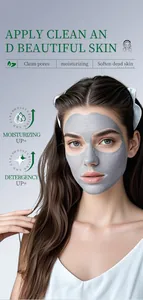 Nahaufnahme einer Bambuskohle-Schlammmaske zur Tiefenreinigung der Poren und Befeuchtung