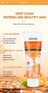 Vista detallada del limpiador facial ADMD Vitamin C que muestra los beneficios.