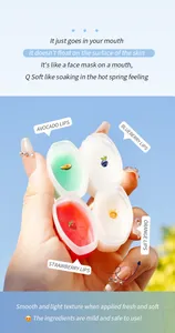 Set de 4 mascarillas labiales de frutas con aguacate, arándano, fresa y naranja suave