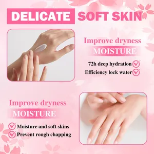 Detail showing smooth hand cream application for 72h deep skin hydration effect.