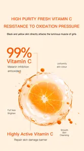 Detalle de beneficios de vitamina C pura al 99% para iluminar y limpiar la piel facial