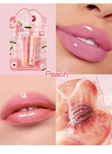 BOSUYA Peach lip care set featuring magic lip balm and shimmering lip gloss for hydration.